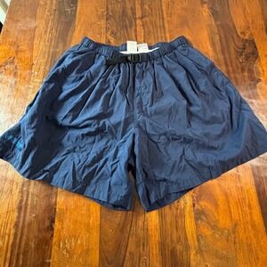 Vintage Columbia Mens XL Navy Blue Nylon Hiking Swim Shorts Belted KM4150